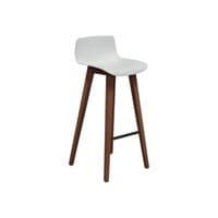 Used Natural Wood Base Stool, White